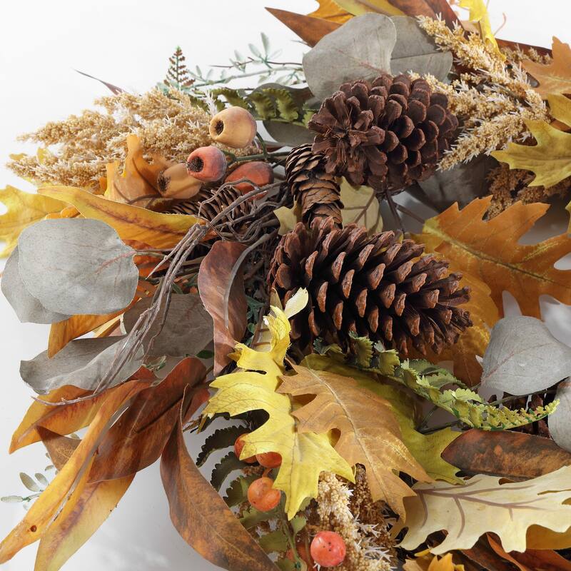 SAFAVIEH Faux 30 Inch Oaf Leaf & Eucalyptus Wreath - 30" W x 30" D x 8" H