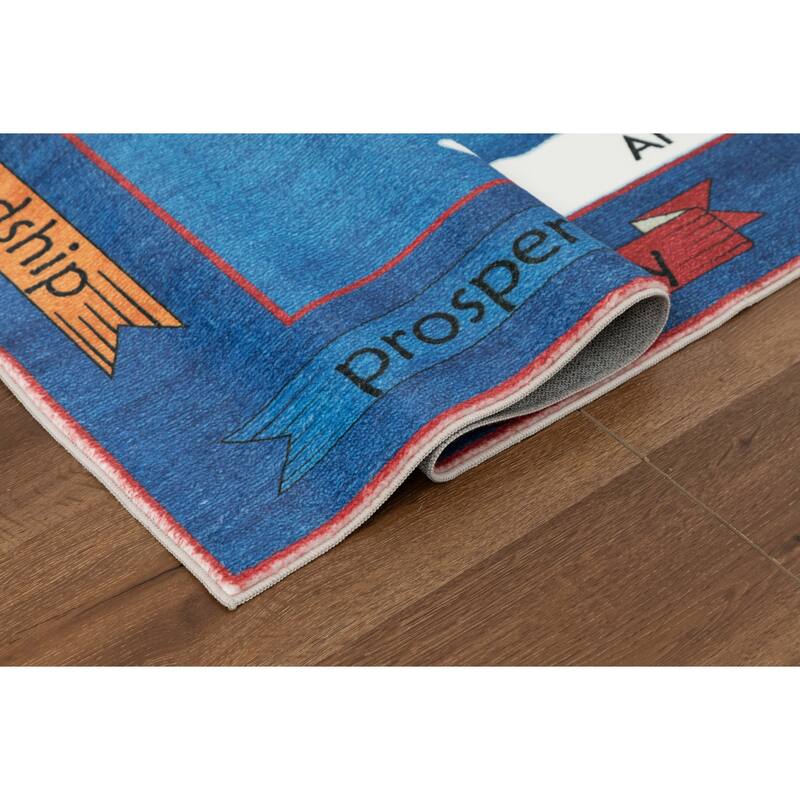 Kids Collection Discover the World Navy Area Rug