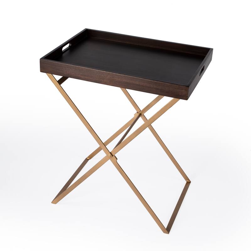 Emma Cross Legs Tray Table - Brown - Wood