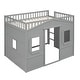 preview thumbnail 78 of 112, Solid Wood House Loft Bed with Window Design and Ladder, Twin/Full Size Playhouse Bed Loft Bed Frame with Guardrail for Kids