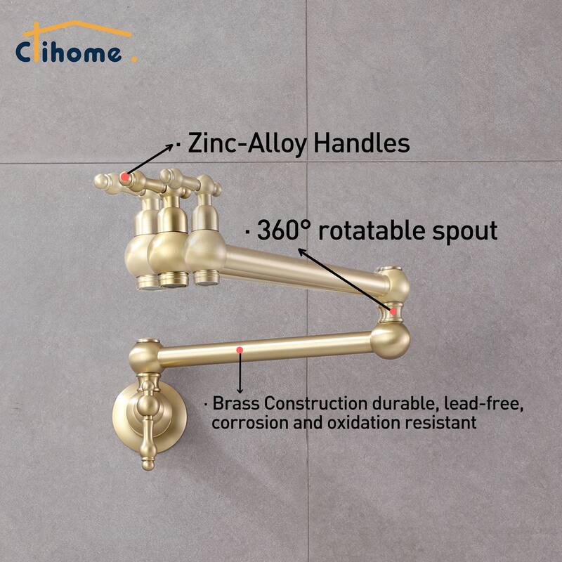 Clihome Traditional Wall Mounted Kitchen Pot Filler Faucet