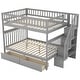 preview thumbnail 5 of 6, Full Over Full Bunk Beds with Stairs, Wood Bunk Bed Frame with Storage Shelf and 2 Drawers(Grey)