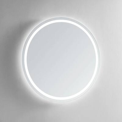 Modern Mirrors Solstice Round LED Lighted Bathroom Vanity Mirror, Wall Mounted Makeup Mirror with Defogger - 24 Inches