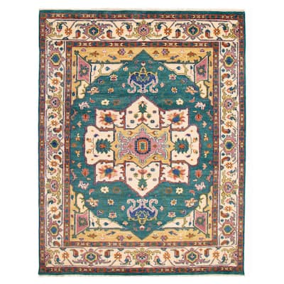 ECARPETGALLERY Hand-knotted Jules Serapi Teal Wool Rug - 7'10 x 10'0