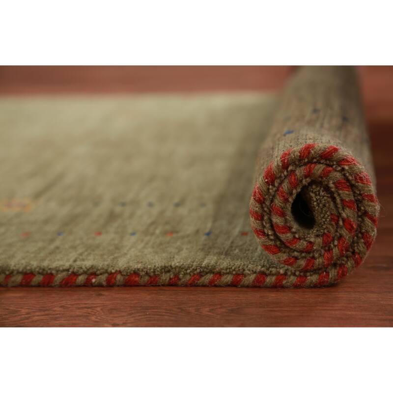 Hand Knotted Oriental 100% Wool Carpet Tribal Tribal Green Gabbeh Area Rug - 5' 0'' X 3' 2''