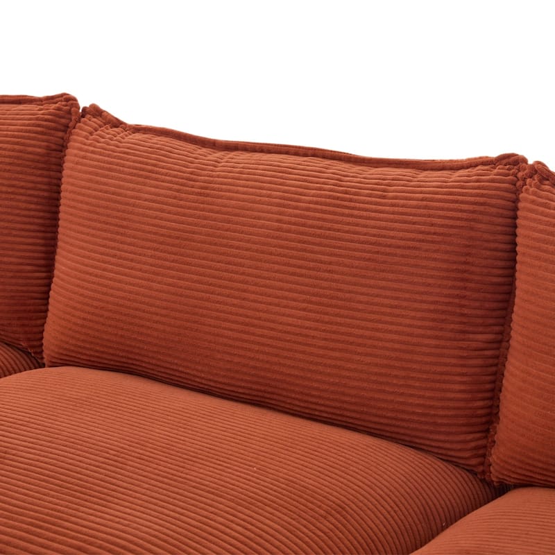 102.95" L-Shaped Corduroy Sectional Sofa with Movable Ottoman