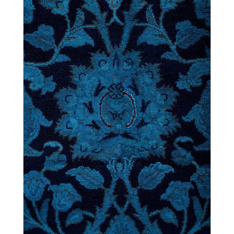 Overton Hand Knotted Wool Vintage Inspired Modern Contemporary Overdyed Navy Square Area Rug - 6' 1" x 6' 3"
