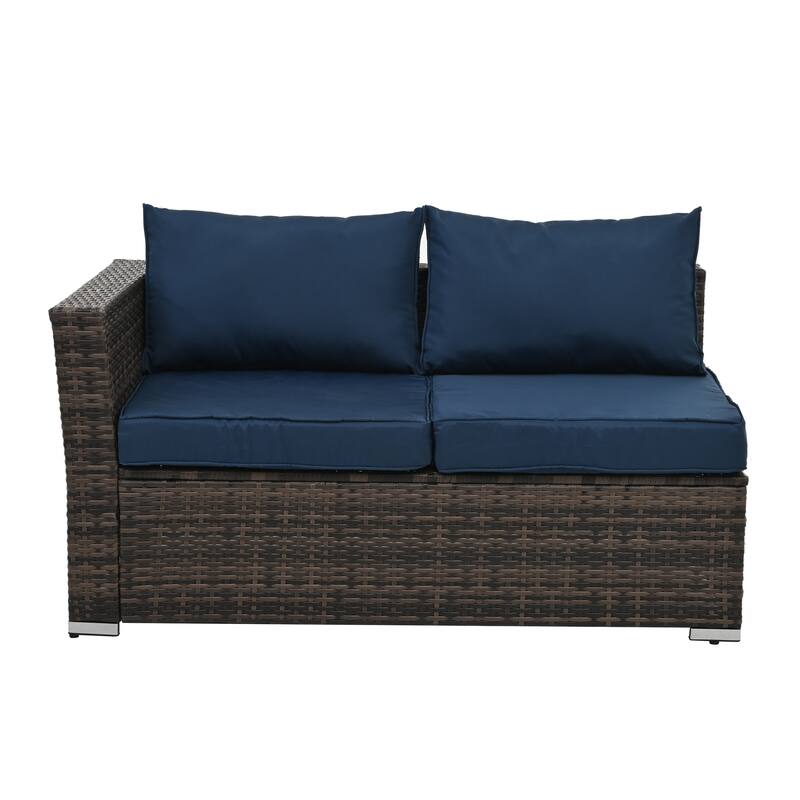 Seasonal PE Furniture, 4 piece Wicker set With Tempered Glass Coffee Table