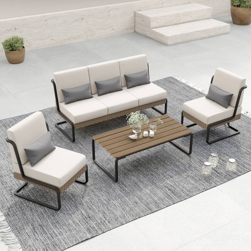 Corvus Akrotiri 4-piece Outdoor Wicker Conversation Set