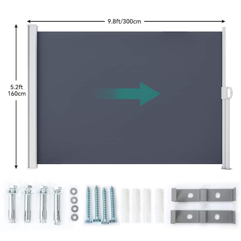9.8' W Durable Side Retractable Awning for Outdoor Spaces