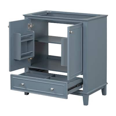 Solid Wood Bathroom Vanity Base with Functional Cabinet and Center Sink Compatibility - 29.5in L