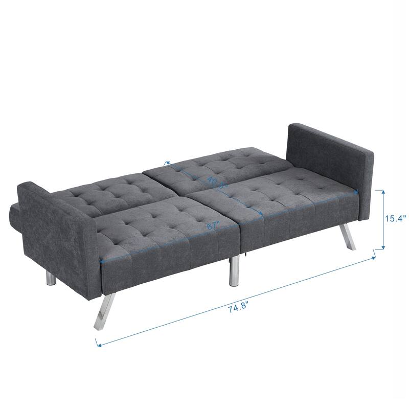Convertible Folding Sofa Bed, Adjustable Backrest Loveseat Lounge Couch Tufted Couch for Living Room 2-seat Armchair