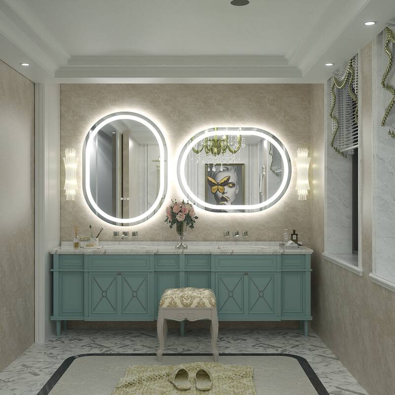 UL Certified Oval LED Lighted Anti-fog Wall Bathroom Vanity Mirror
