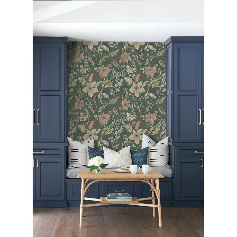 A-Street Prints Crestwood Sea Green Crowned Crane Wallpaper