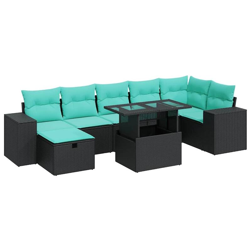 vidaXL Patio Sofa Set with Cushions Sectional Couches 8 Piece Poly Rattan - 24.4 x 24.4 x 27.2