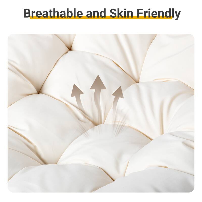 Outdoor Wicker Papasan Chair with Padded Cushion for Patio - 51"D x 30"W x 32"H