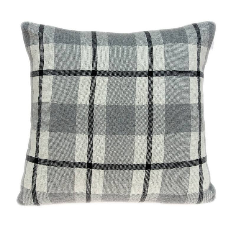 Tartan Square Throw Pillow - 20" - Gray and Black