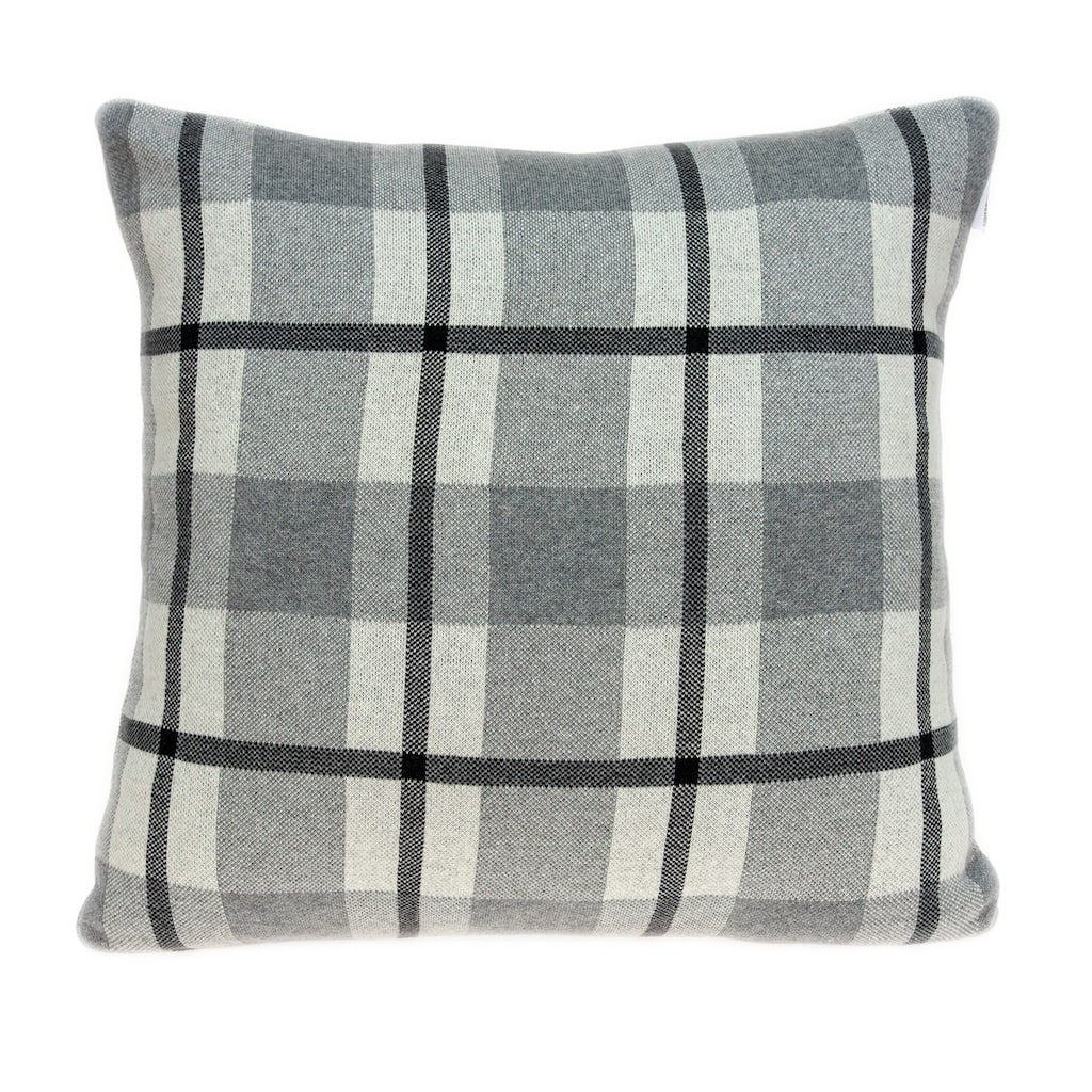 Tartan Square Throw Pillow - 20" - Gray and Black