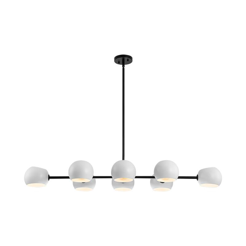 8-Light Modern Sputnik Branch Linear Pendant Metal/ Glass Globe Bubble Chandelier for Dining/ Living Room