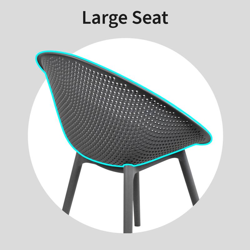 Set of 2 Mid-Century Modern Plastic Dining Chair Plastic Legs with Breathable Perforated Egg Shaped Seat for Indoor/Outdoor Use