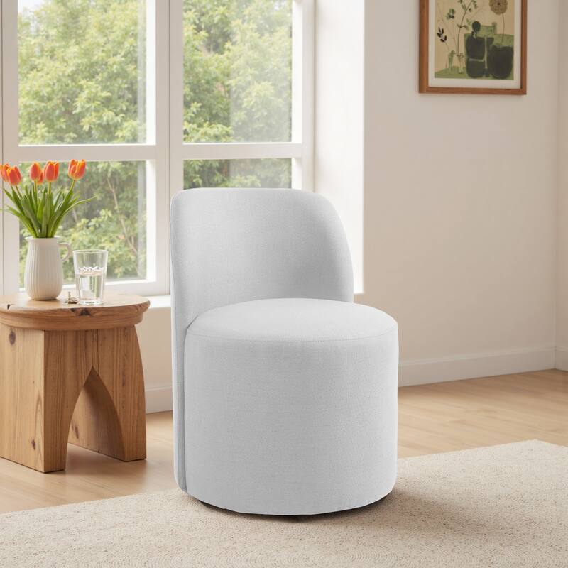 Modern Linen Upholstery Dining Chair Barrel Chair - LINEN - BEIGE