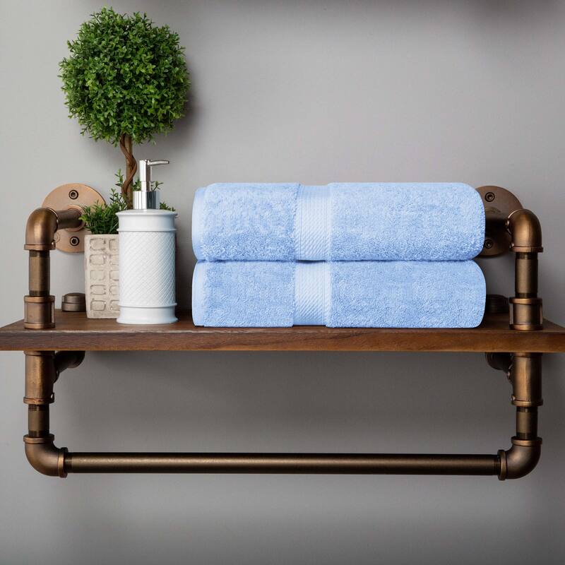 Superior Marche Egyptian Cotton Bath Towel - Set of 2 - Light Blue