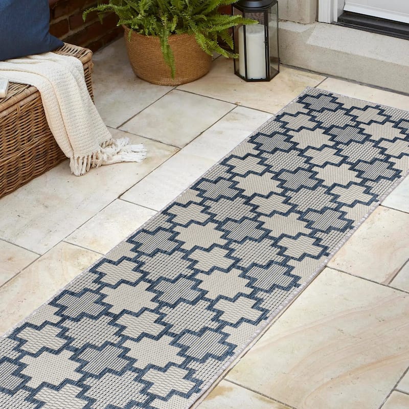 JONATHAN Y Lior Modern Geometric Tile Pattern Salmon/Cream Indoor/Outdoor Area Rug
