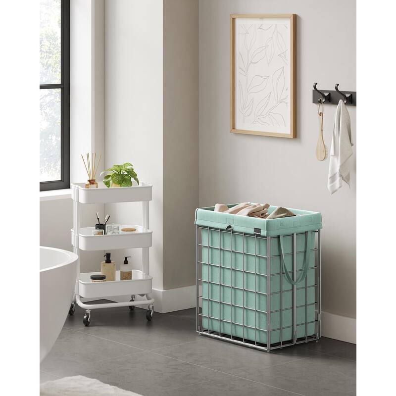 Laundry Hamper, 23.8 Gal (90L) Laundry Basket, Collapsible Clothes Hamper, Removable and Washable Liner, Metal Wire Frame
