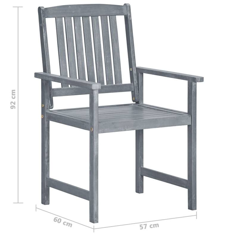 vidaXL Patio Chairs Outdoor Dining Chair with Cushions Gray Solid Wood Acacia