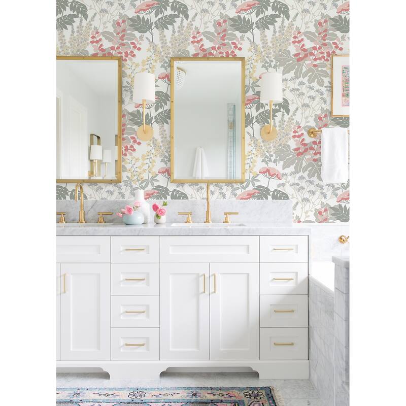 A-Street Prints Brie Pink Forest Flowers Wallpaper