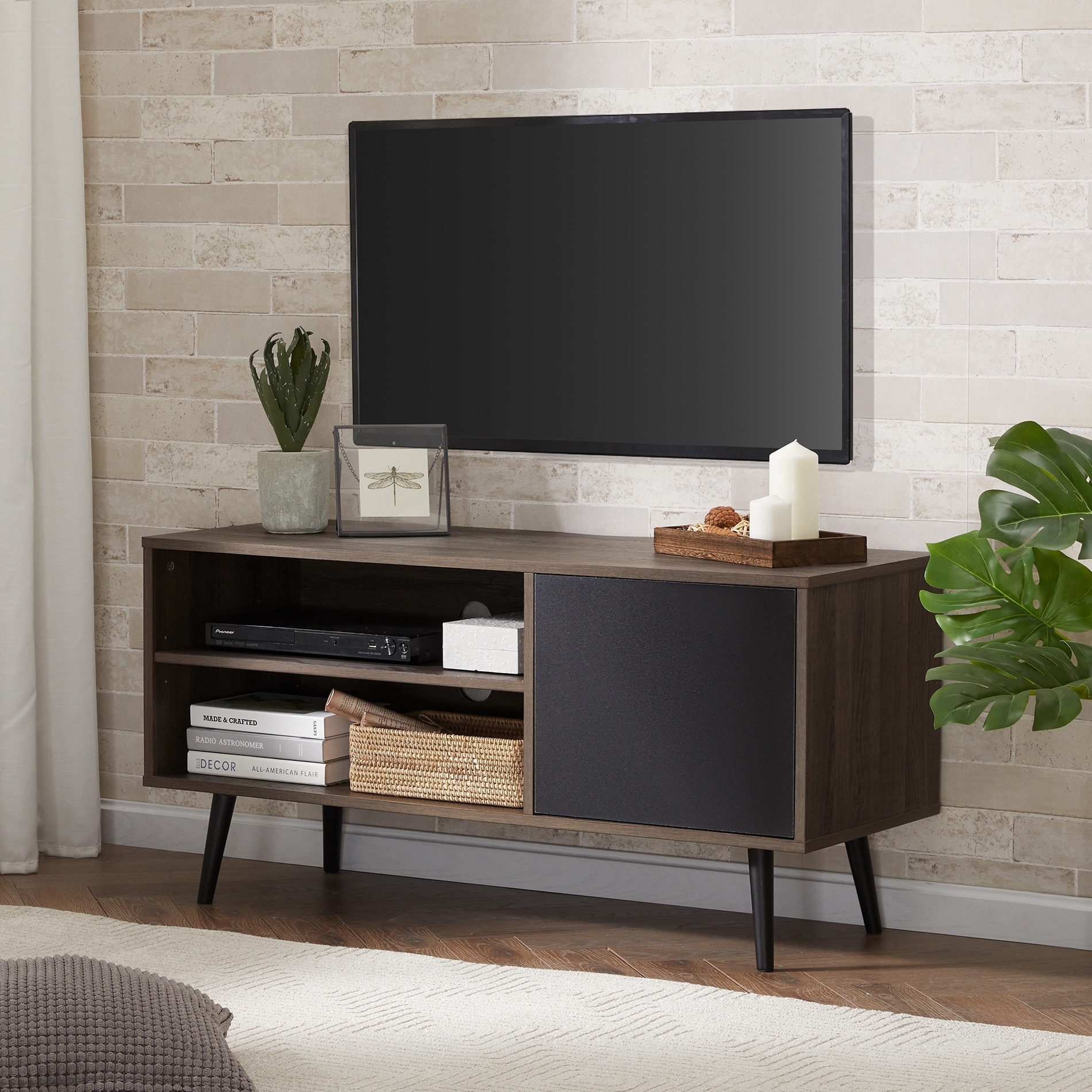 FITUEYES MidCentury Modern TV Stands For 50 Inch Flat Screen With