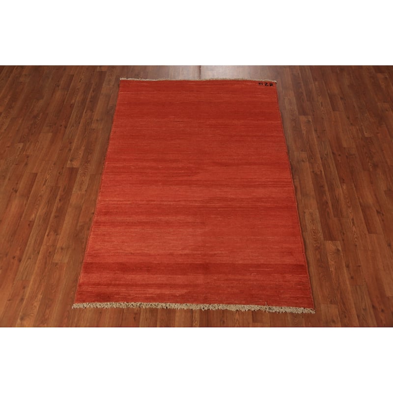 Orange Striped Gabbeh Oriental Rug Handmade Wool Carpet - 3'10" x 5'8"