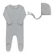 preview thumbnail 1 of 11, Ely's & Co. Heart and Star Button Pointelle Collection - Footie + Bonnet Blue Star - 1 Month