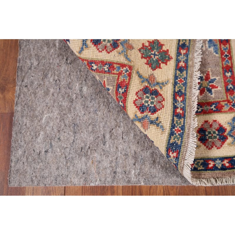 Hand Knotted Oriental 100% Wool Carpet Traditional Geometric Greys & Charcoal Kazak Area Rug - 3' 0'' X 2' 0''
