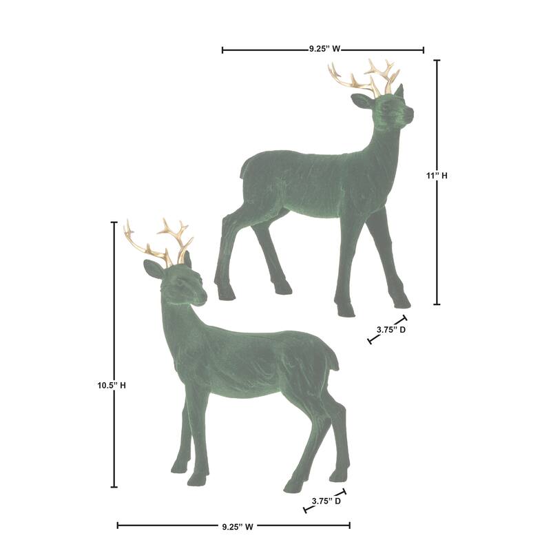 10-11" Resin Flocked Deer Set of 2
