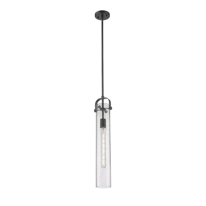 Innovations Lighting Pilaster - 1 Light 4" Stem Hung Pendant - Seedy/Matte Black