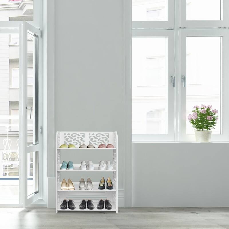 White 4-tier Shoe Rack Organizer Storage Shelf