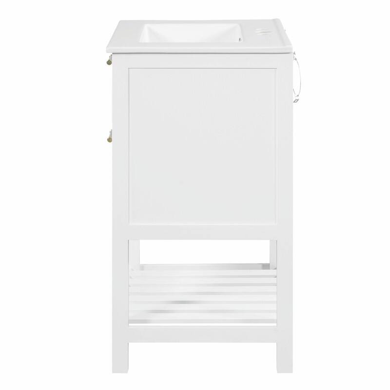 24" Bathroom Vanity with Integrated Ceramic Sink, Cabinet with Deep Drawer & Tip-Out Drawer