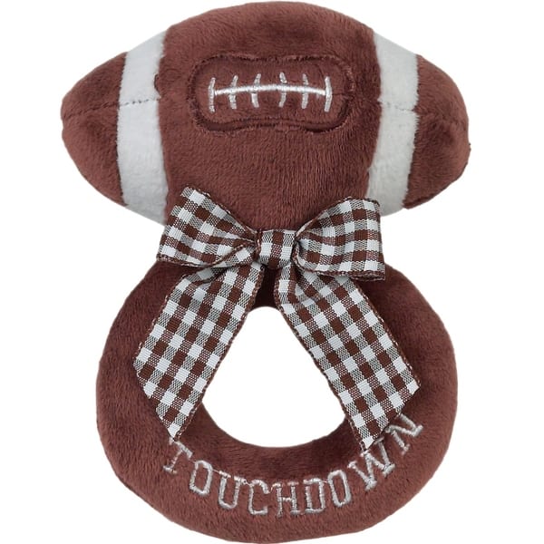 slide 2 of 6, Bearington Baby Touchdown 5.5" Plush Football Ring Rattle