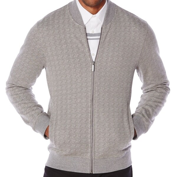 Perry Ellis Mens Cotton Blend Full Zip Texture Knit Vest