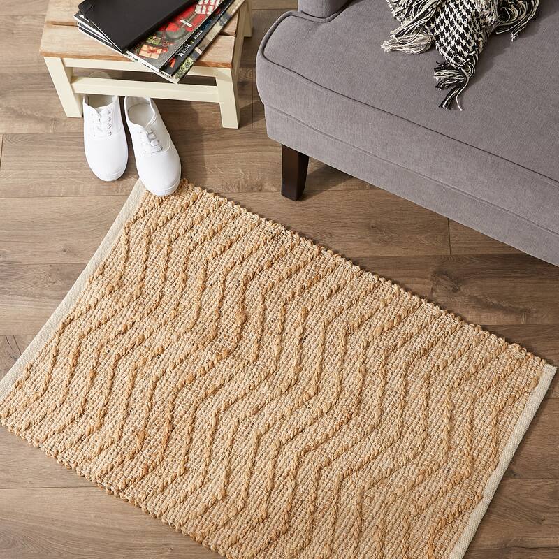 DII Black With Natural Jute Chevron Hand-Loomed Rug - 2' x 3' Oval