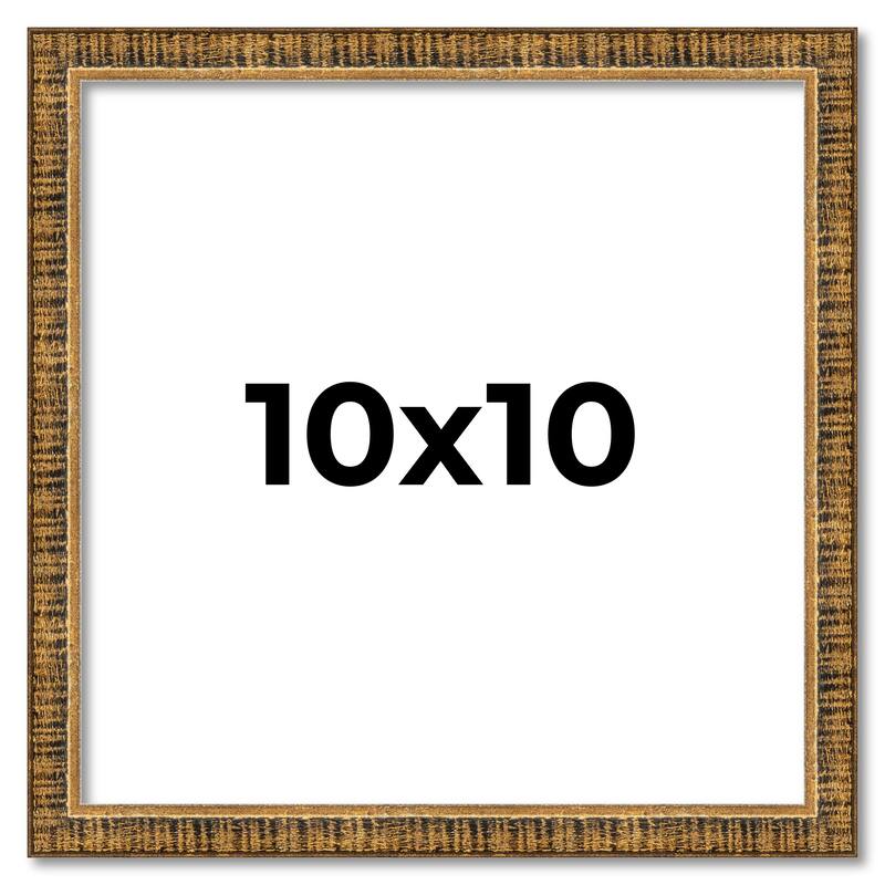 10x10 Frame Gold Solid Wood Picture Frame Includes UV Acrylic