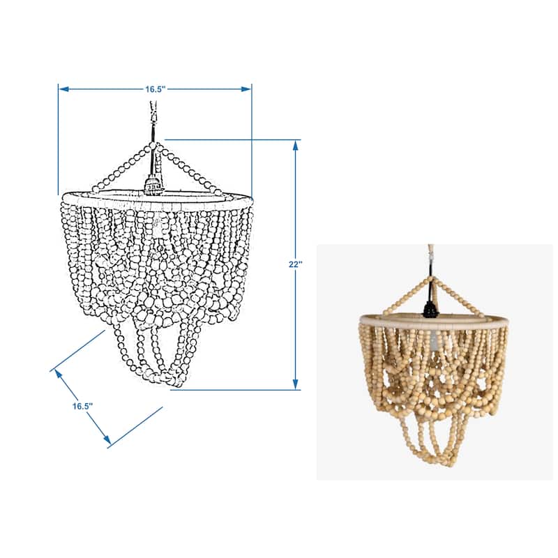 Natural Wood Beaded Chandelier by East at Main
