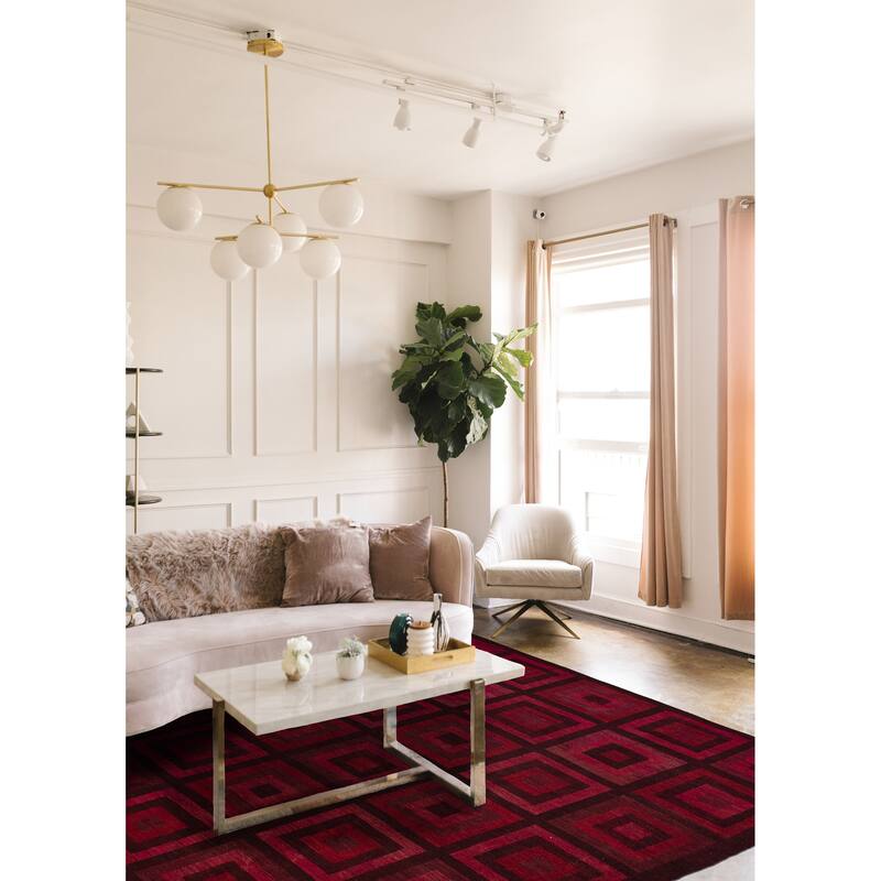 ECARPETGALLERY Flat-Weave Lahor Finest Burgundy Wool Tapestry Kilim - 12'7 x 12'10