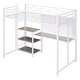 preview thumbnail 9 of 10, White Twin Size Loft Bed, Multifunctional Metal Storage Bed with Desk and Whiteboard, Shelves, Ladder, Space-Saving Bed Frame