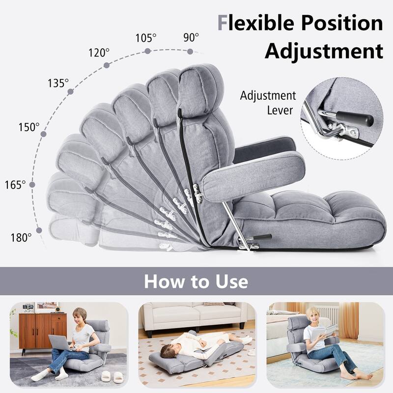 Costway Adjustable Lazy Sofa with Stepless Adjustable Back & - See Details