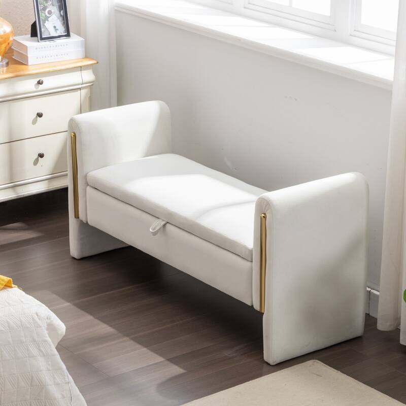 Velvet or Teddy Fabric Bedroom Storage Bench, Living Room Shoe Bench