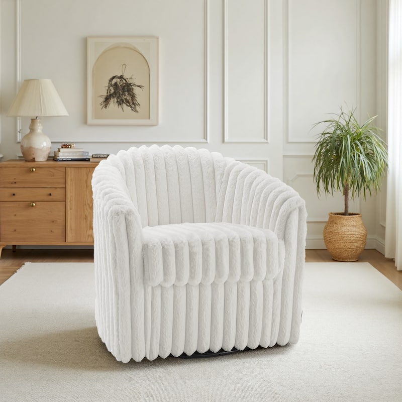 Modern Cotton Flannel Swivel Accent Chair Plush Barral Chair