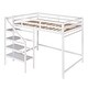 preview thumbnail 18 of 16, Full Size Loft Bed with Built-in Storage Staircase, Side Clothes Hangers and Safety Rail, Solid Wood Slats Support
