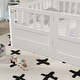 preview thumbnail 32 of 35, Twin Size Pine Wood Floor Bed with Full-Length Guardrail and Door